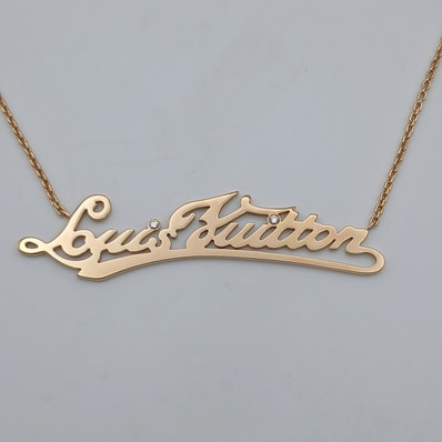 LOUIS VUITTON ルイ・ヴィトン コリエ ID ロゴプレート ネックレス 750YG Q94004 K18イエローゴールド ダイヤモンド ゴールド レディース【中古】