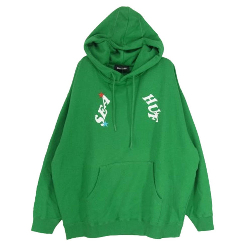 WIND AND SEA ウィンダンシー パーカー 21AW WDS-HUF-08 × HUF Hoodie ハフ ロゴ刺繍 サークル プルオーバー スウェット パーカー グリーン系 M【中古】