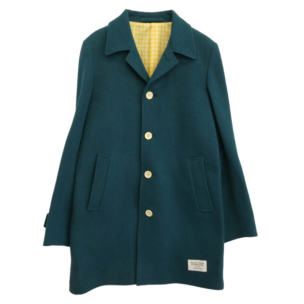 WACKO MARIA ワコマリア コート 13AW-BAL-11 × WOOLRICH ウールリッチ ウール チェスター バルカラー コート グリーン系 S【中古】