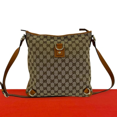 GUCCI グッチ GG ロゴ キャンバス レザー ショルダーバッグ ブラウン
60526