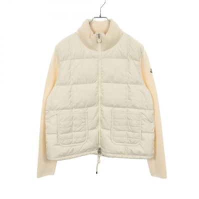 モンクレール MONCLER ニット切替 ダウンジャケット 衣料品 アウター ナイロン ウール レディース ホワイト系 9B00003 【中古】