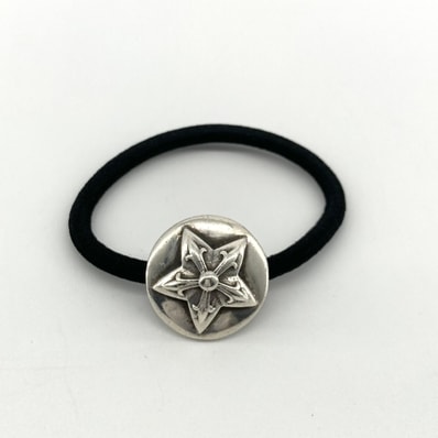 CHROME HEARTS(クロムハーツ) HAIRBAND スターボタンヘアゴム シルバーコンチョ SV925 ヘアアクセサリー 19.53g シルバー