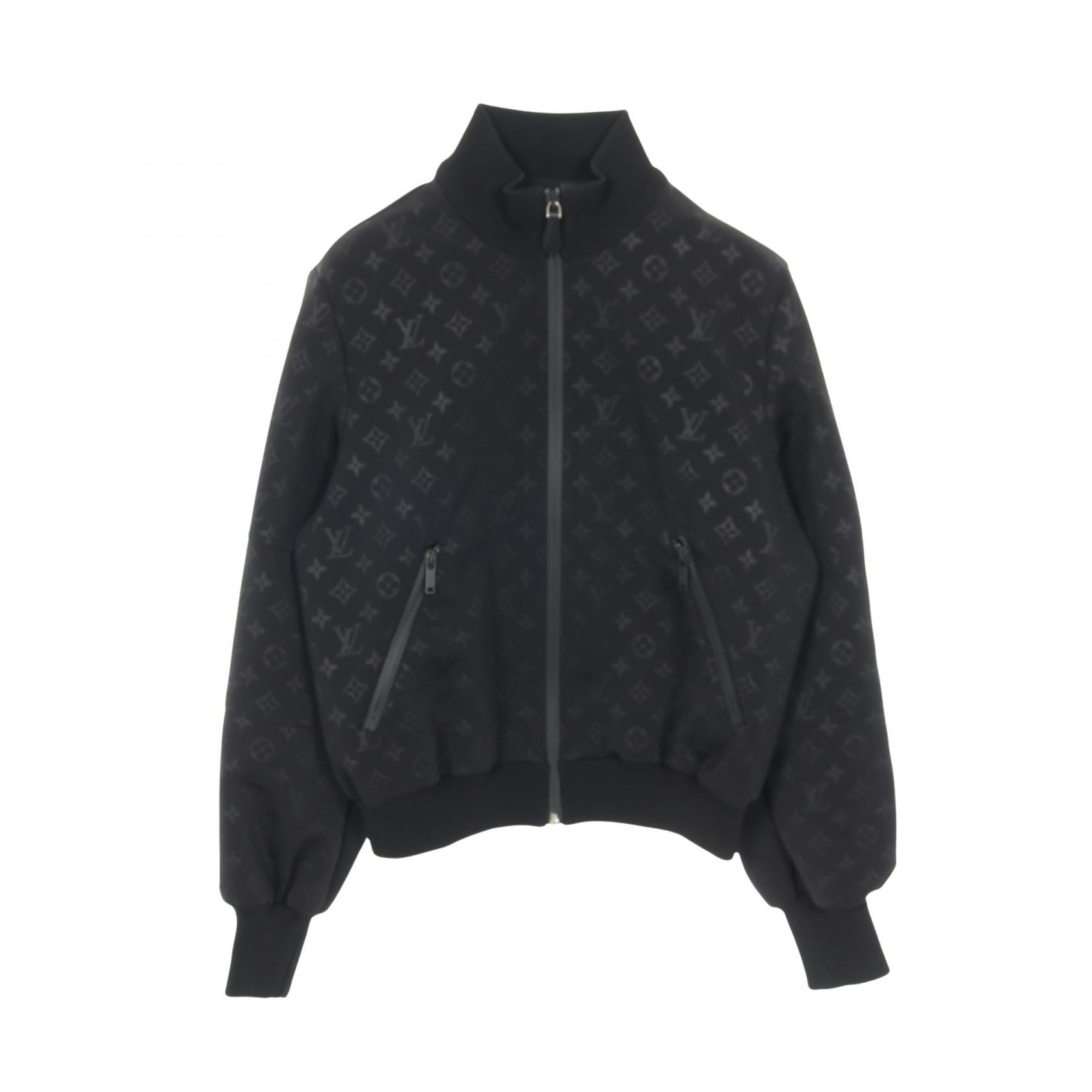 ルイ・ヴィトン LOUIS VUITTON エンボスモノグラム ジップアップジャケット ブルゾン 衣料品 アウター ナイロン ポリウレタン レディース ブラック系 【中古】