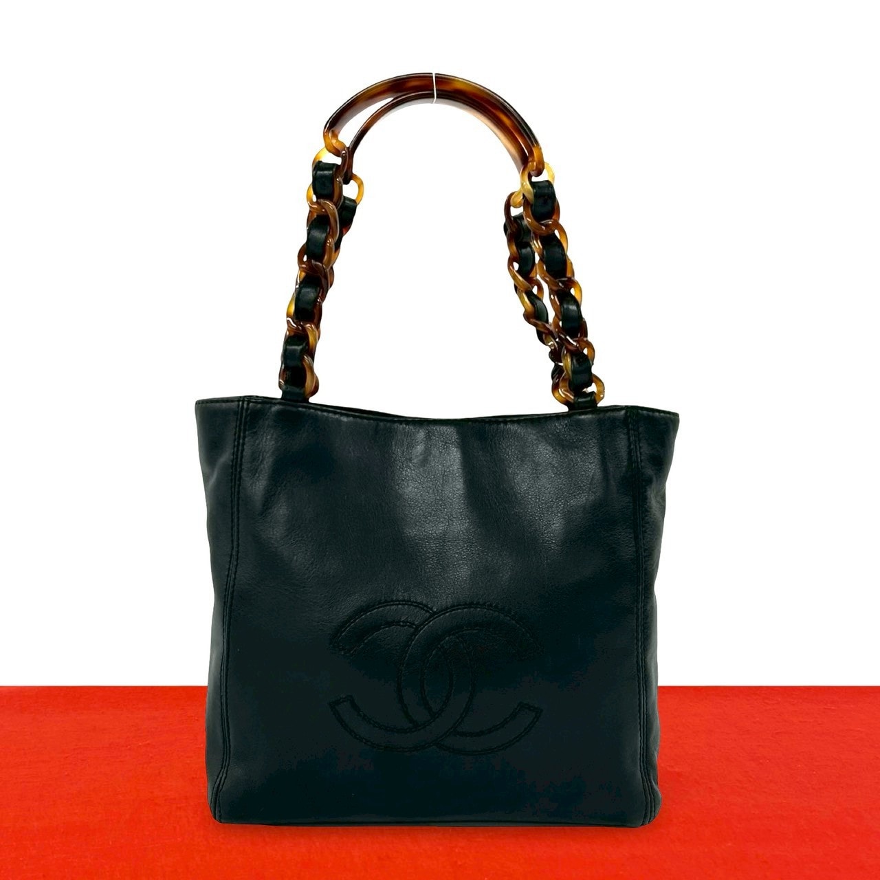 CHANEL シャネル ココマーク ラムスキン プラスチック ハンドバッグ ブラック
 29826