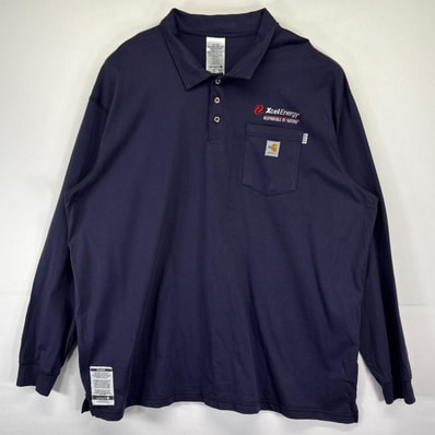 古着 カーハート Carhartt 長袖ポロシャツ 大きいサイズ 企業ロゴ ワーク 刺繍 14042 パープル系 メンズ