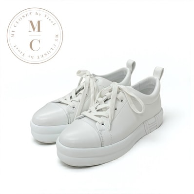 エルメス HERMES ハッピー スニーカー 靴 シューズ レザー ホワイト 白 Hロゴ