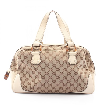グッチ GUCCI バンブー GGキャンバス トートバッグ バッグ キャンバス レザー レディース ベージュ系 / アイボリー系 154377 【中古】