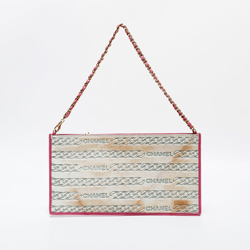 シャネル CHANEL 6番台 2000-2002 ハラコ ロゴ チェーン ショルダーバッグ【中古】