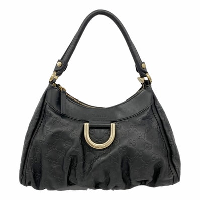 【6ke5057】グッチ ハンドバッグ グッチシマ 190525 レザー ブラック シャンパンゴールド金具【中古】レディース