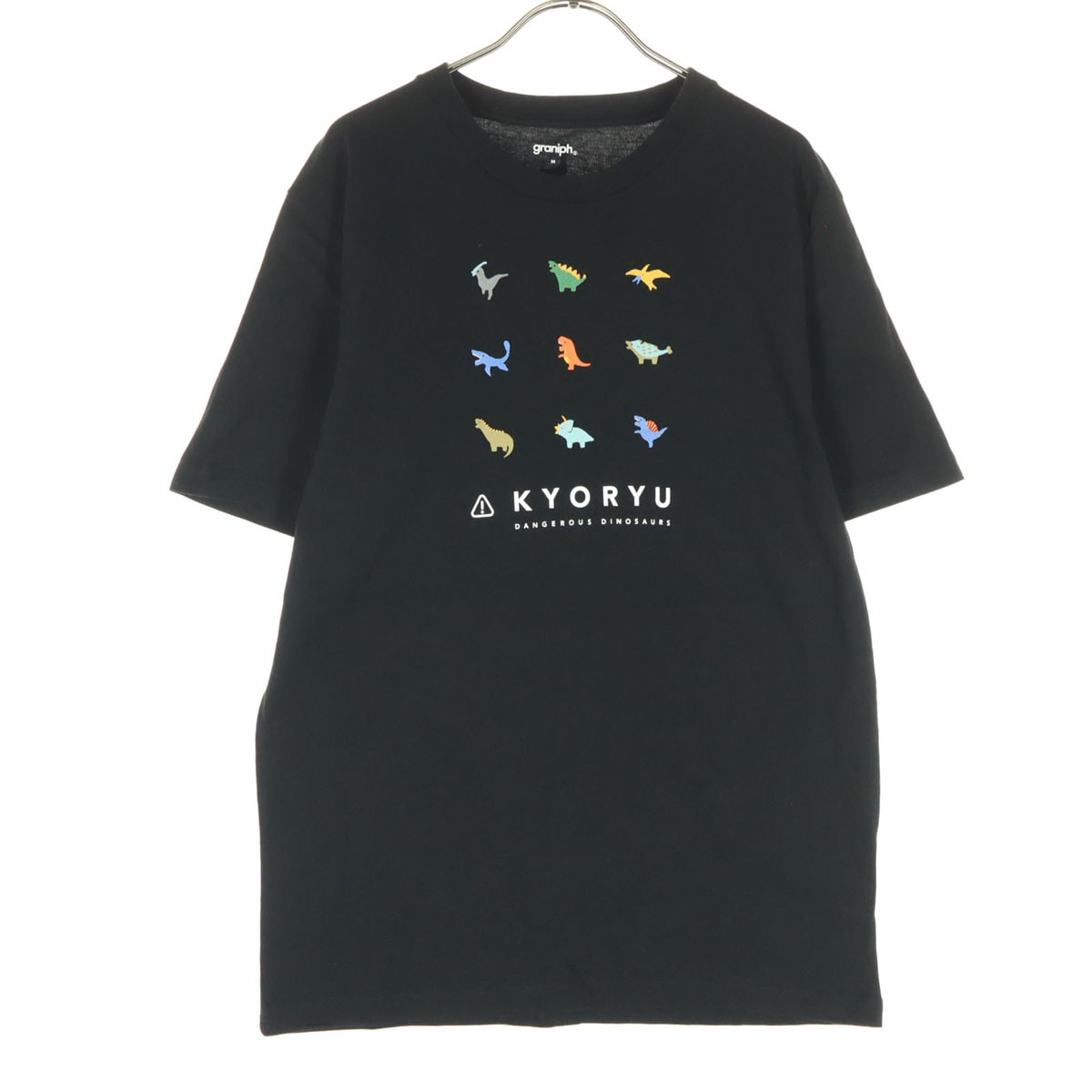 美品 graniph グラニフ 半袖 恐竜プリント Tシャツ M ブラック