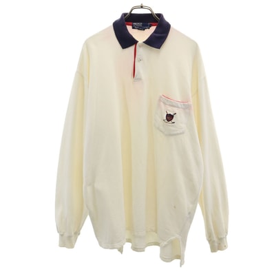 Polo by Ralph Lauren ポロバイラルフローレン 90s 00s オールド 長袖 スウェット ポロシャツ M ホワイト 裏起毛