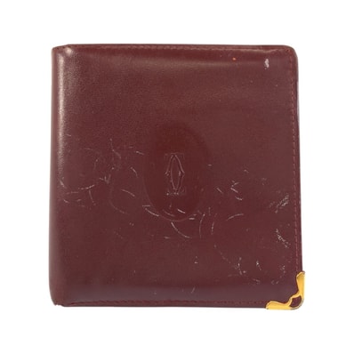 CARTIER カルティエ ヴィンテージ マストライン ボルドー ゴールド金具 レザー 折り財布 コンパクトウォレット 506252 【中古】