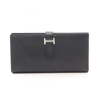 エルメス HERMES ベアンスフレ 二つ折り長財布 財布 シェーブル シェーブル □P刻印(2012年製造) レディース ブラック系 【中古】