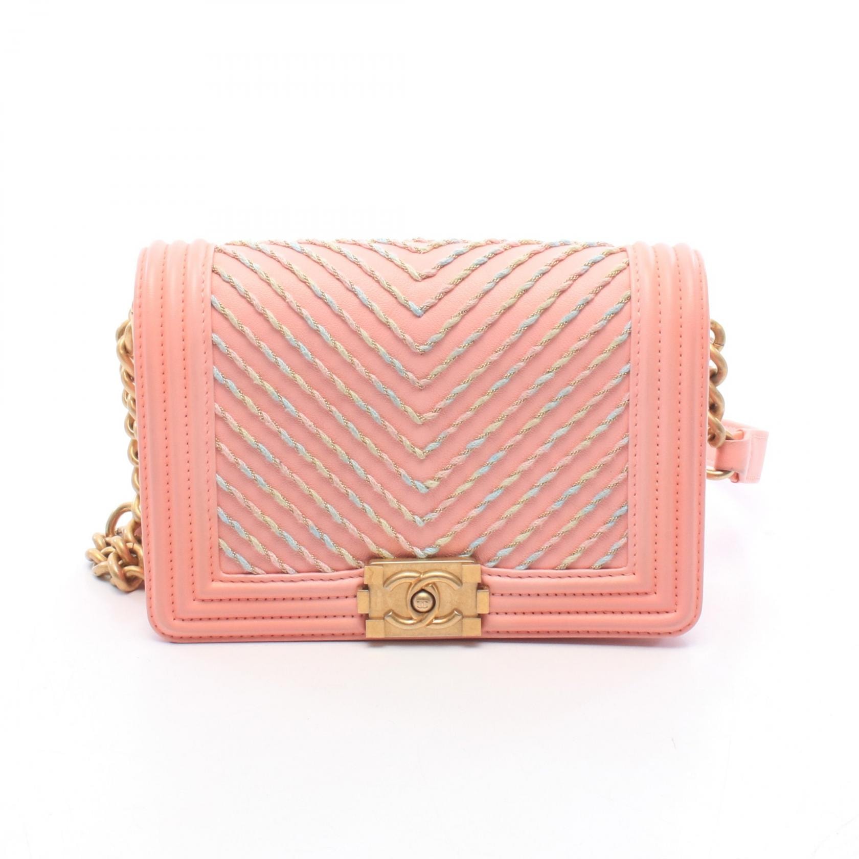 シャネル CHANEL ボーイシャネル バイザシーフラップ チェーンショルダーバッグ ウエストバッグ ボディバッグ バッグ ラムスキン(羊革) レディース ピンク系 【中古】