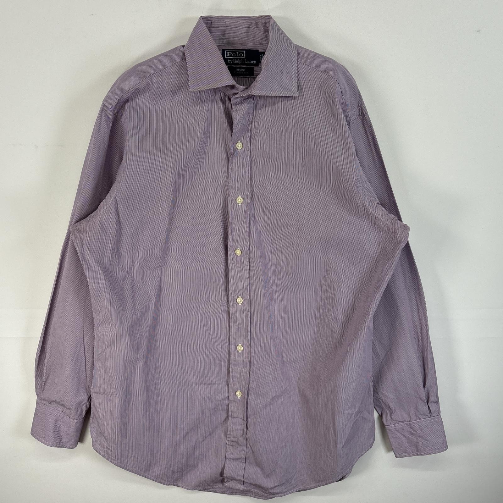 古着 ポロバイラルフローレン Polo by Ralph Lauren 長袖シャツ ストライプ REGENT ポニーなし 15 1/2 M パープル系 ストライプ メンズ
