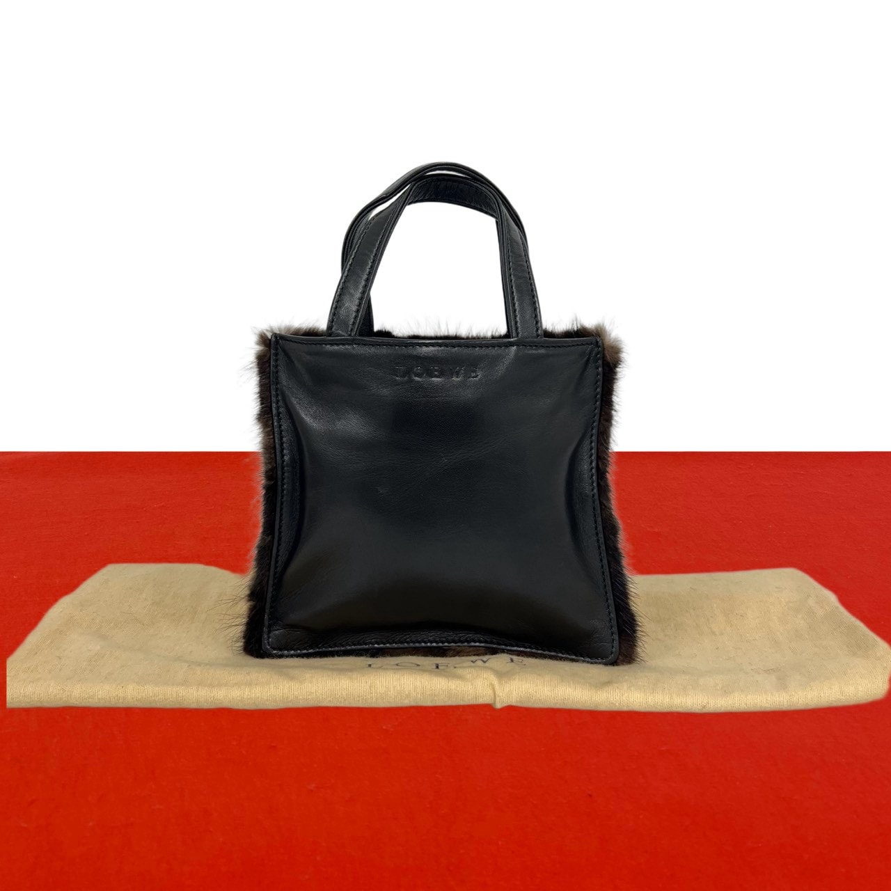 LOEWE ロエベ アナグラム ロゴ レザー ハンドバッグ ブラック
 55509