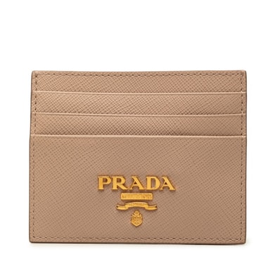 プラダ カードケース カードホルダー 1MC025 ピンクベージュ系 サフィアーノレザー レディース PRADA 中古
