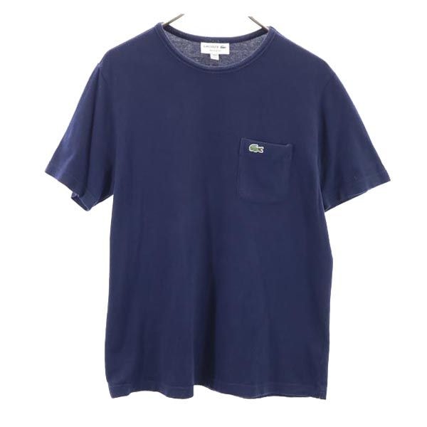 LACOSTE ラコステ 日本製 ロゴ刺繍 半袖 Tシャツ S ネイビー