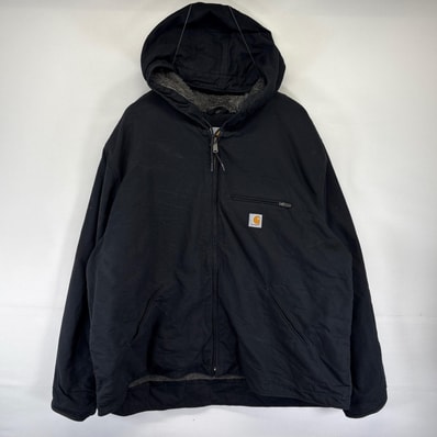 古着 カーハート Carhartt ダック ジャケット 中綿 裏ボア デトロイトタイプ フルジップ 大きいサイズ 3XL ブラック系 メンズ