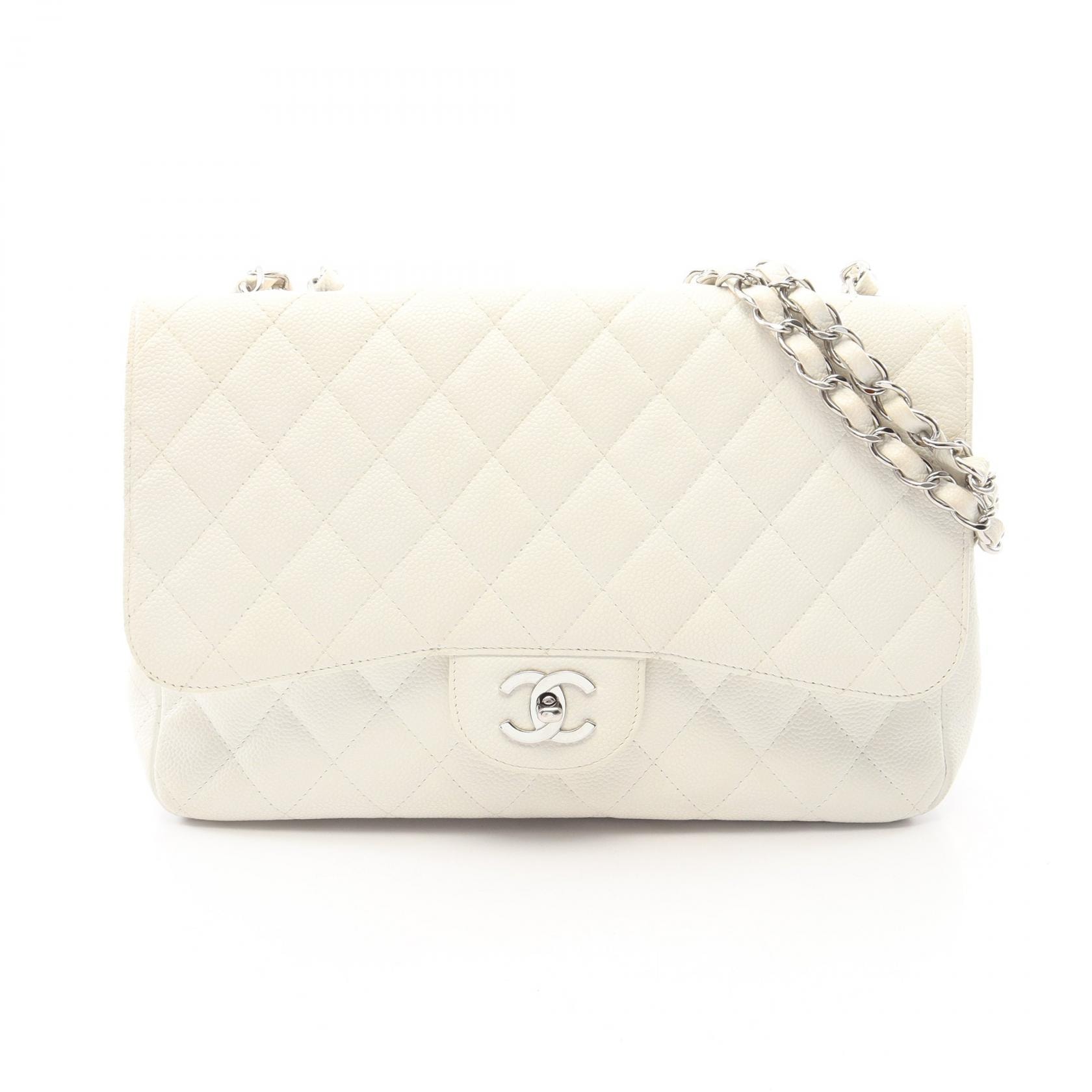 シャネル CHANEL デカマトラッセ 30 シングルフラップ ショルダーバッグ バッグ カーフ(牛革) レディース ホワイト系 【中古】