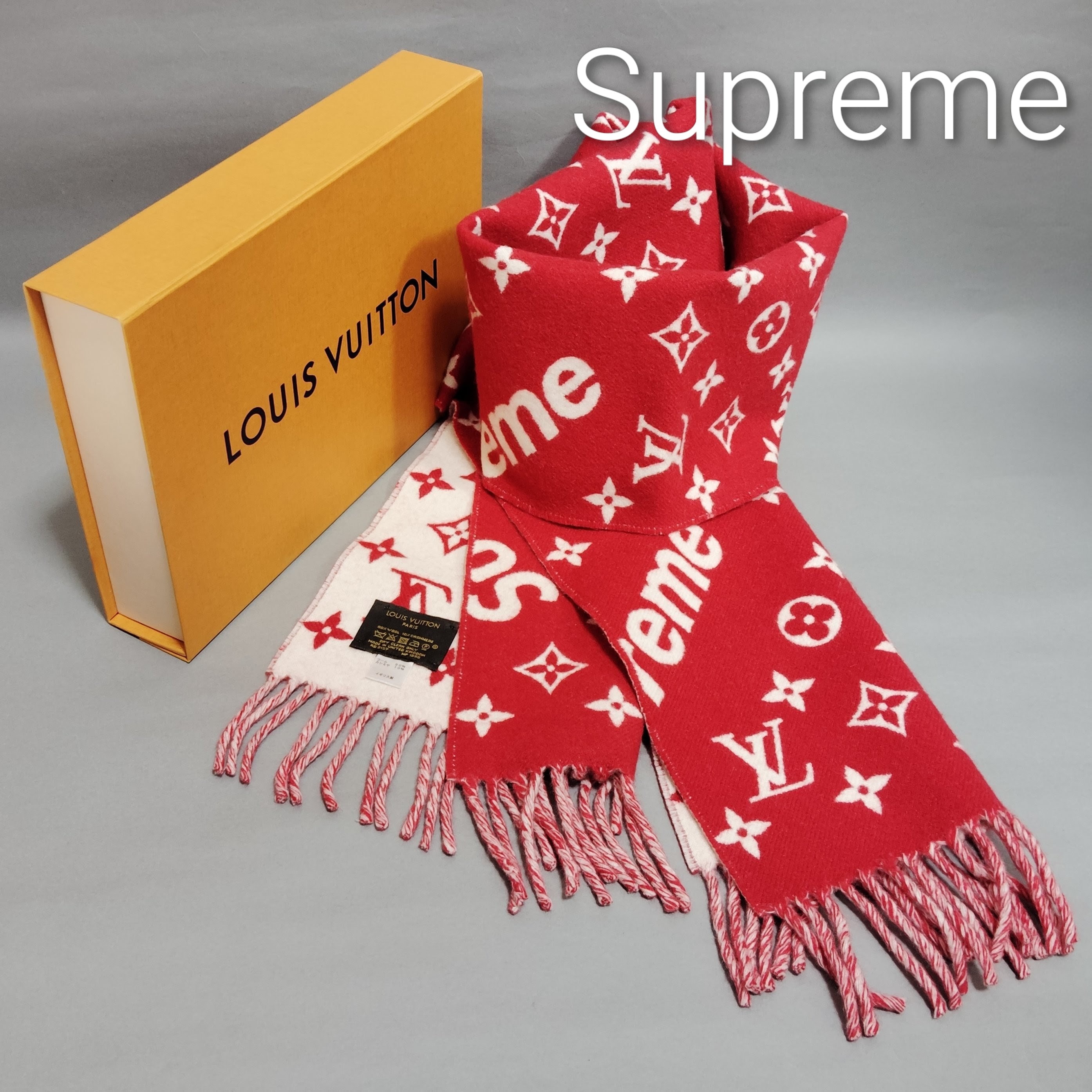 ルイヴィトン x シュプリーム モノグラム スカーフ "レッド" MP1890