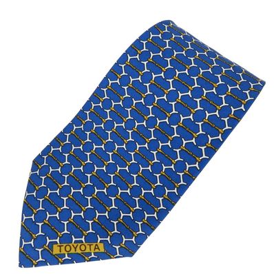 【中古】 エルメス ネクタイ トヨタ限定品 シルク ブルー系 ゴールド ホワイト ビジネス 紳士 スーツ メンズ 男性 HERMES