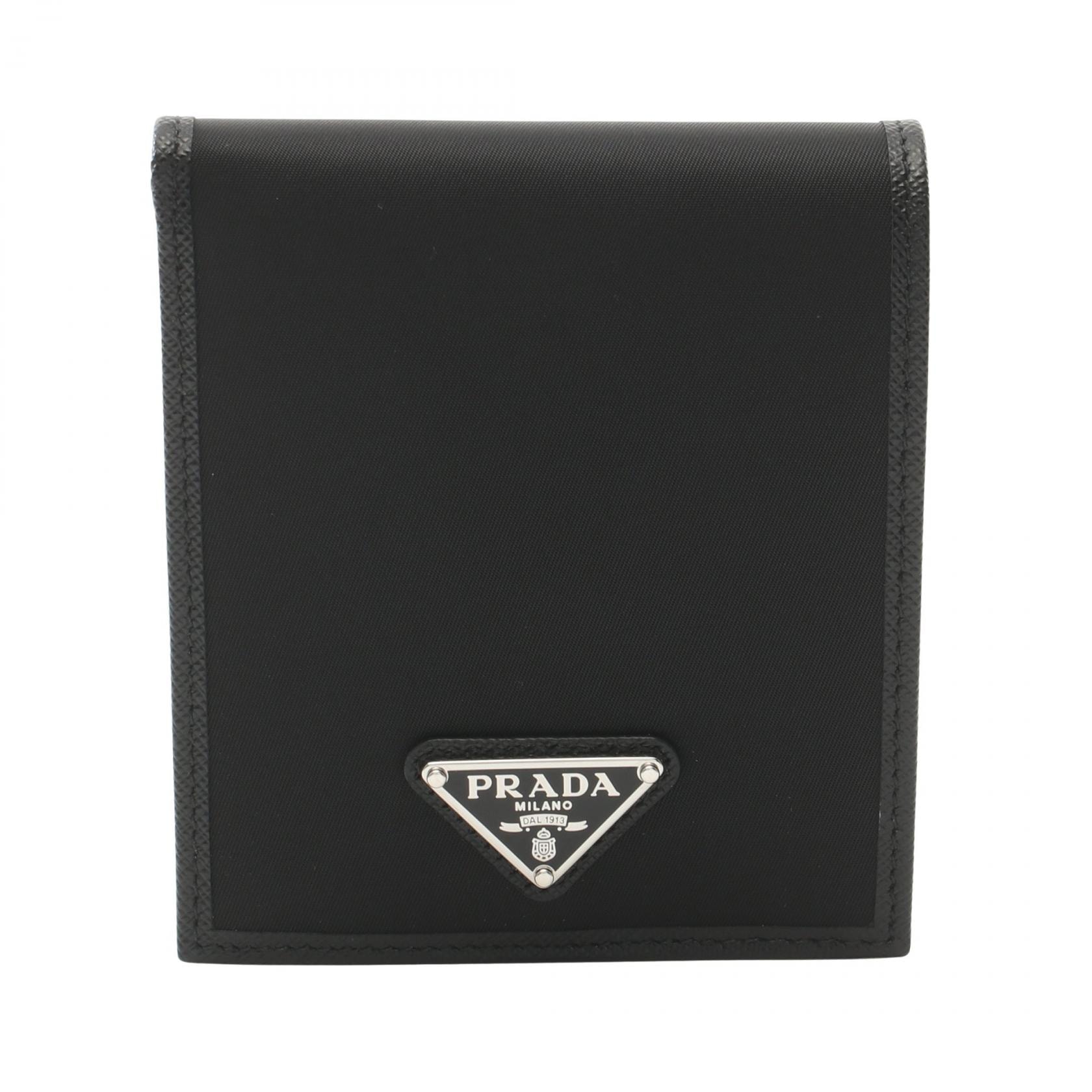 プラダ PRADA TESSUTO+SAFFIAN 二つ折り財布 財布 ナイロン サフィアーノレザー メンズ ブラック系 2MO7382DMHF0002 【新品】