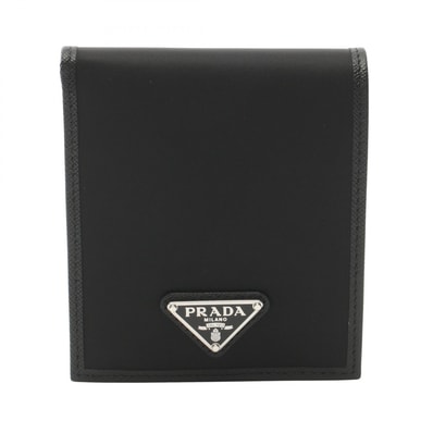 プラダ PRADA TESSUTO+SAFFIAN 二つ折り財布 財布 ナイロン サフィアーノレザー メンズ ブラック系 2MO7382DMHF0002 【新品】