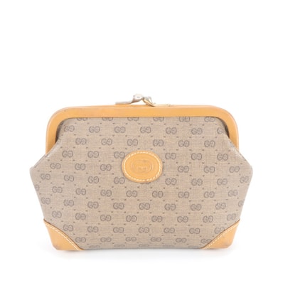 グッチ マイクロGGポーチ レザー×コーティングキャンバス