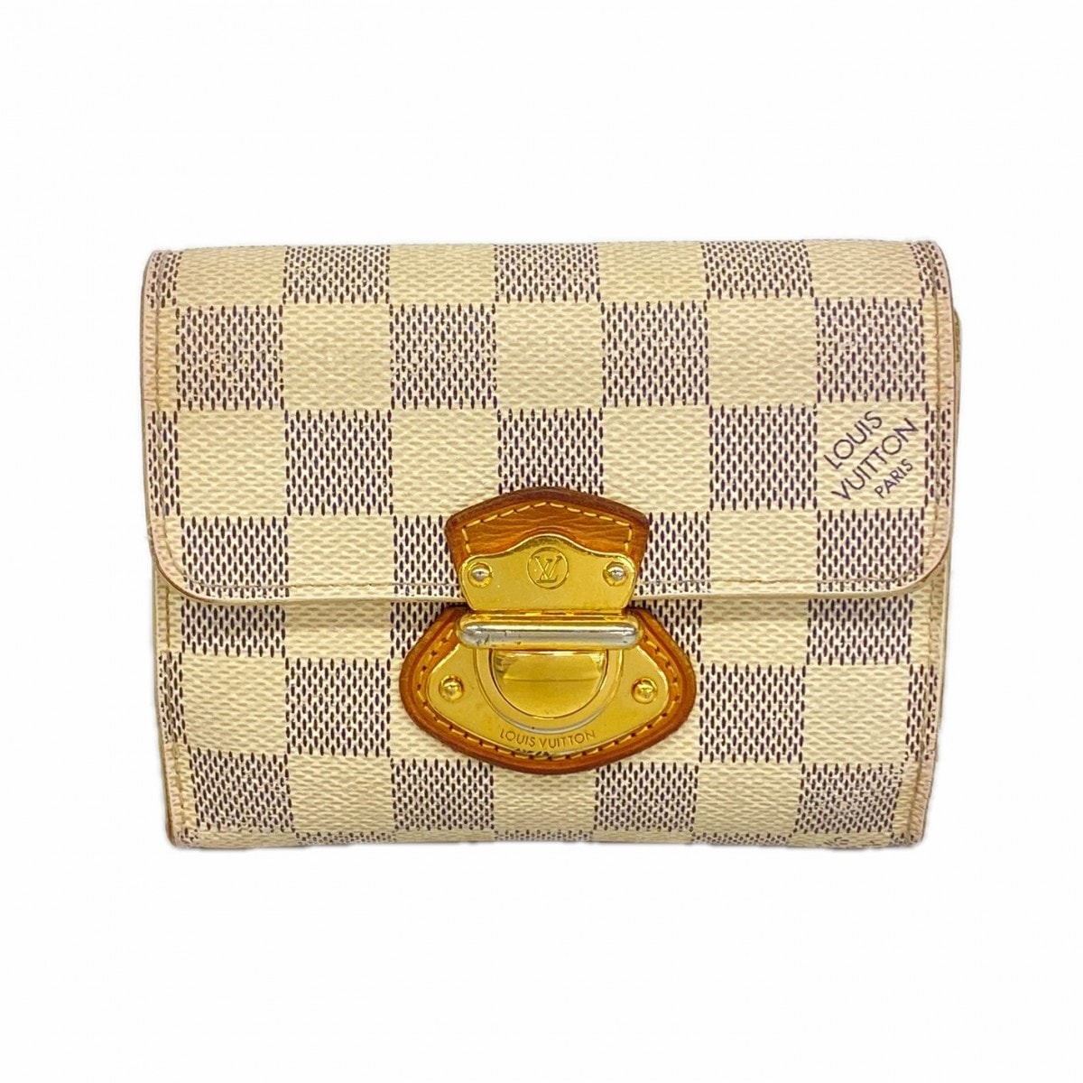 【6gd4147-k】ルイヴィトン 三つ折り財布 ダミエ・アズール ポルトフォイユコアラ N60013 ホワイト【中古】レディース