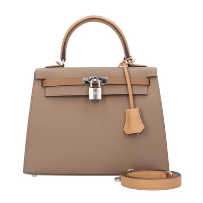 エルメス トリコロール ケリー25 ショルダーバッグ ヴォーエプソン ブラウン レディース HERMES 中古