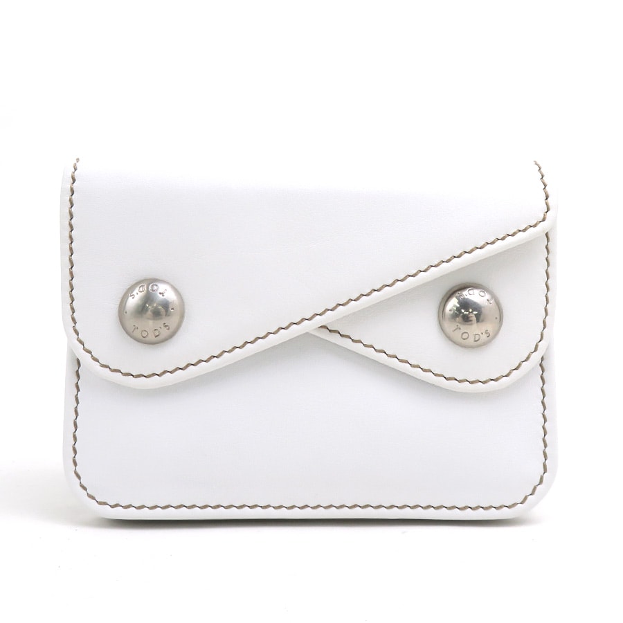 トッズ TOD’S コインケース レザー ホワイト ユニセックス【中古】 r11087a