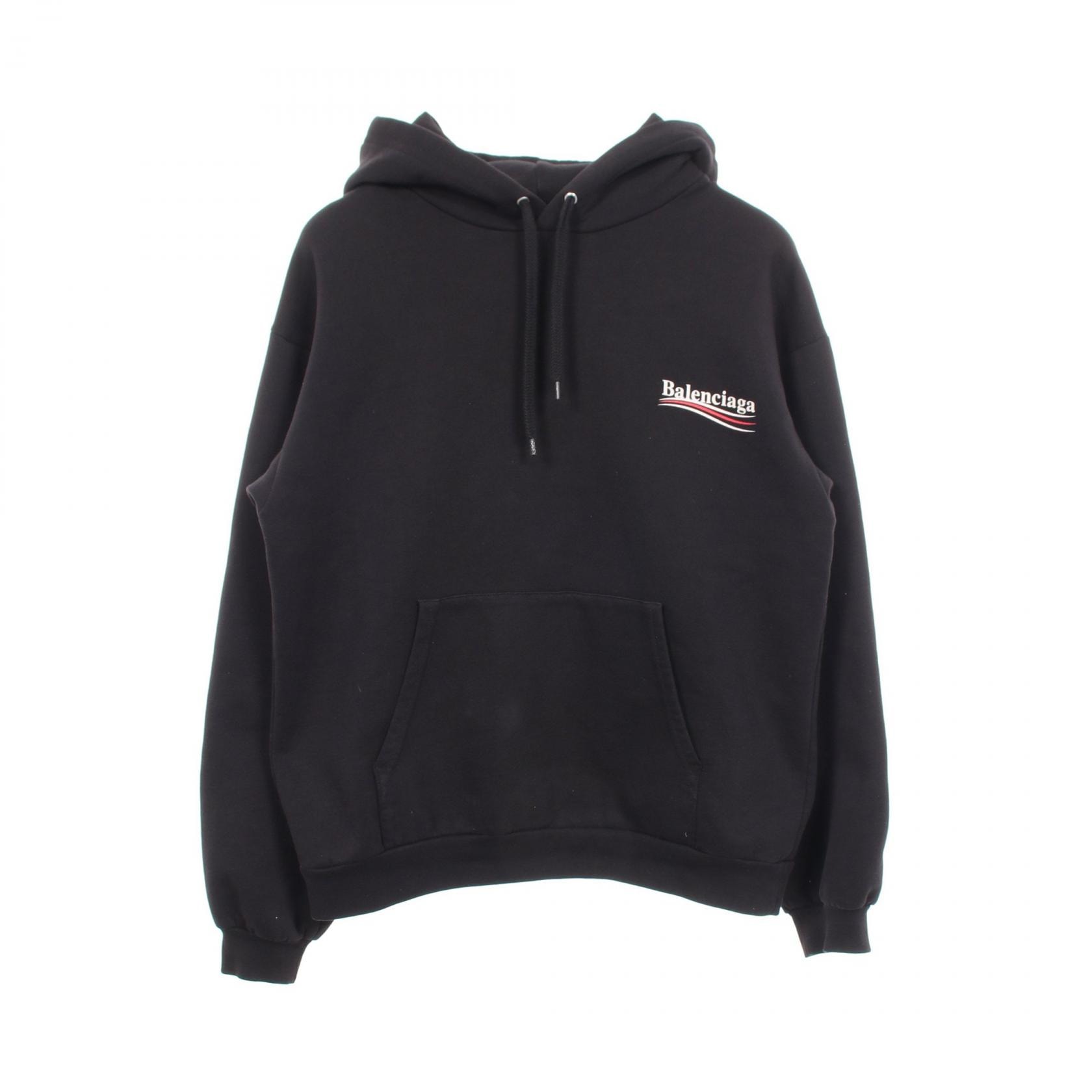 バレンシアガ BALENCIAGA キャンペーンロゴ 裏起毛 パーカー 衣料品 トップス コットン メンズ レディース ブラック系 【中古】