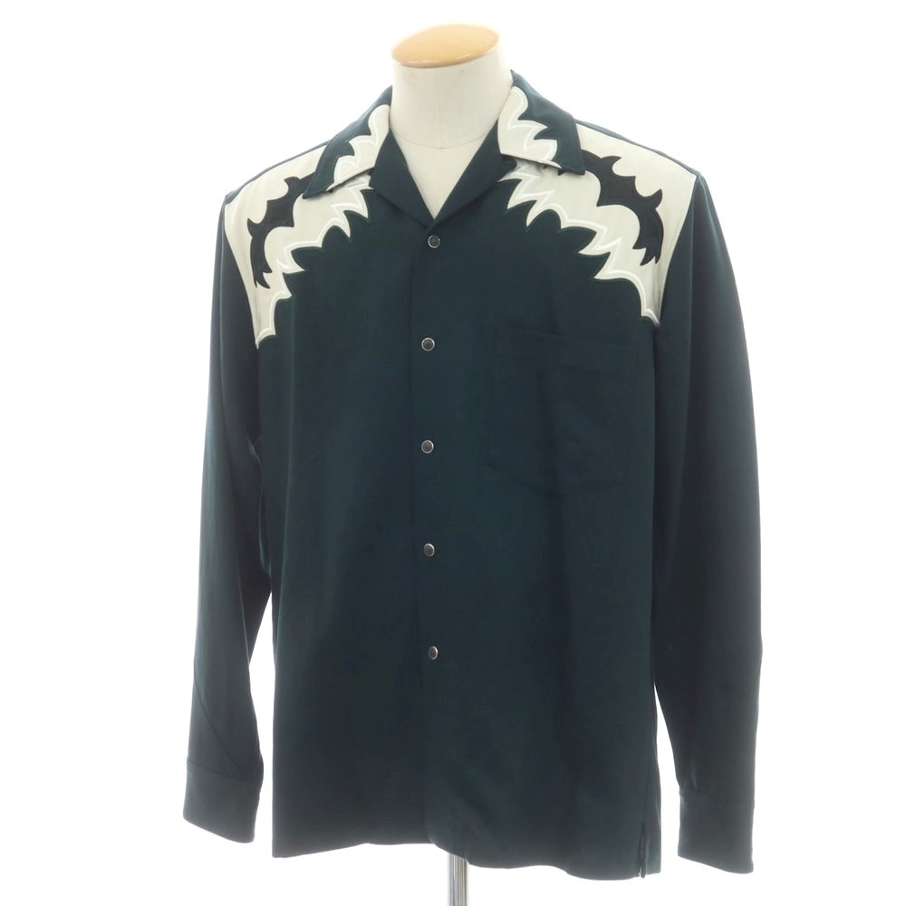 【中古】【未使用】トーガ TOGA Embroidery western shirt オープンカラー カジュアルシャツ ダークグリーン【サイズ44】【メンズ】