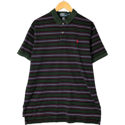 古着 ラルフローレン Ralph Lauren POLO by Ralph Lauren マルチボーダー 半袖 ボーダー ポロシャツ メンズXL相当/eaa543690