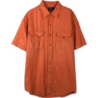 古着 ラルフローレン Ralph Lauren POLO by Ralph Lauren 半袖 コットン×リネンシャツ メンズL相当/eaa641268