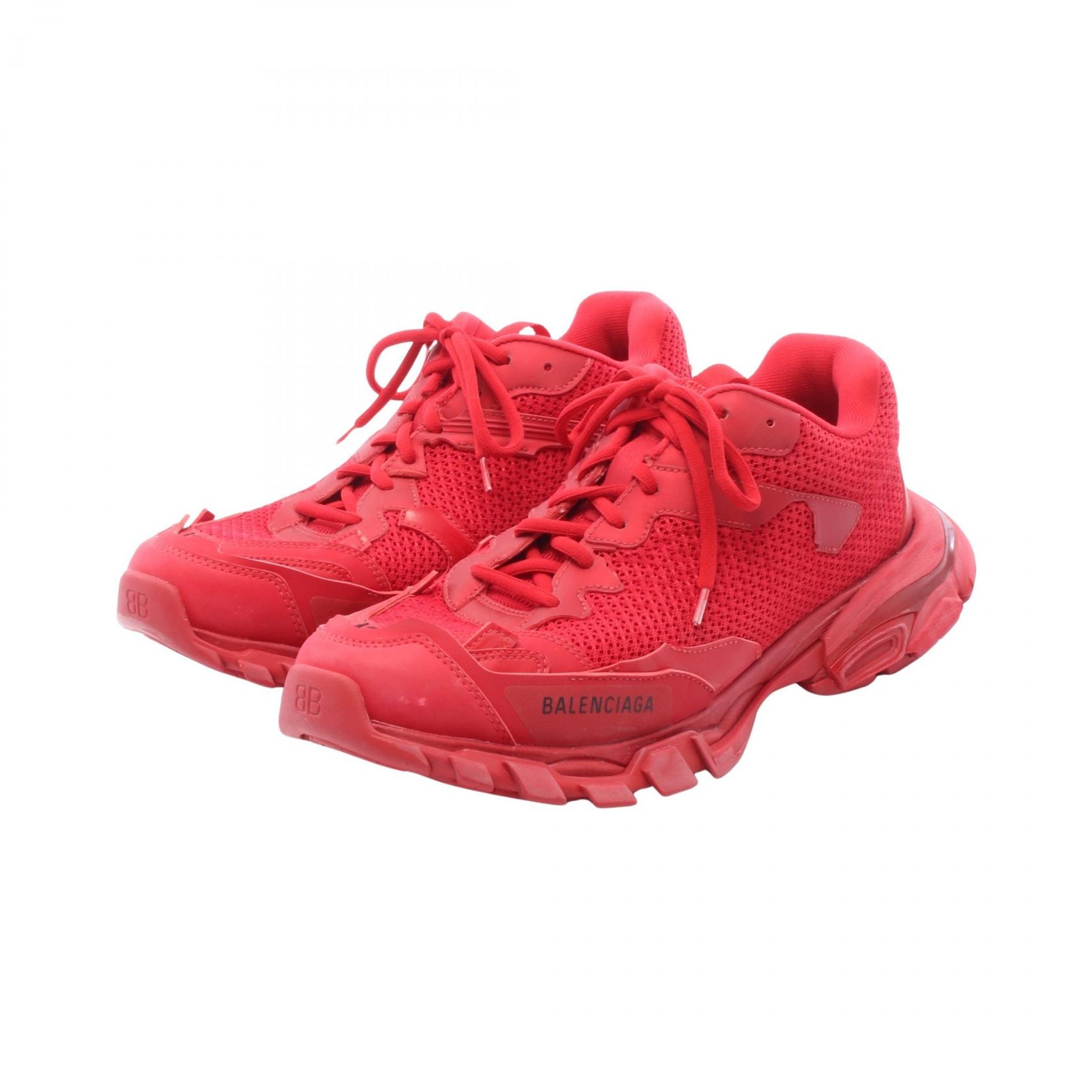 バレンシアガ BALENCIAGA TRACK 3 トラック ダメージ加工 スニーカー 靴 レザー ファブリック メンズ レッド系 700875 【中古】