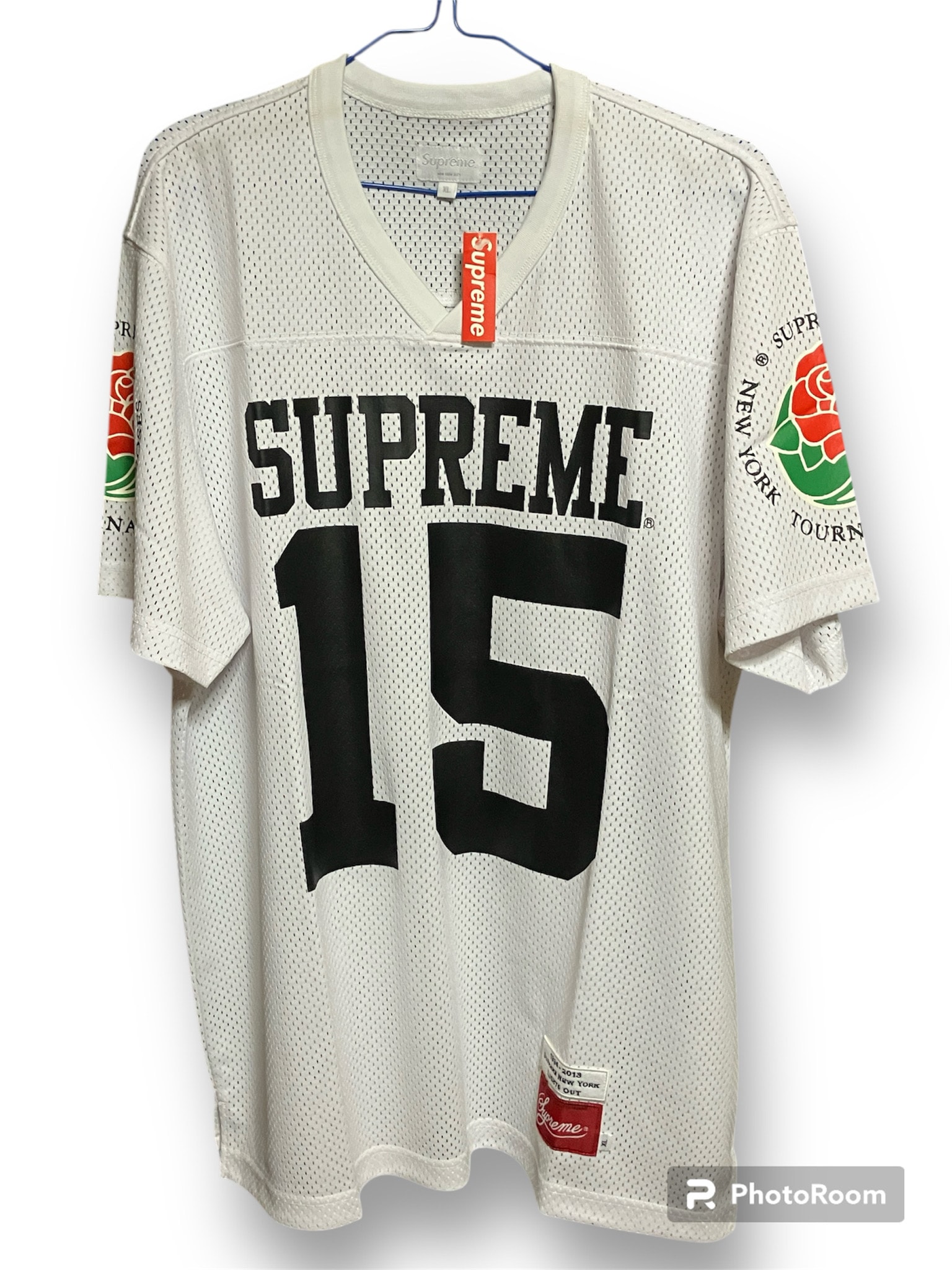 XL Supreme roses football top Jersey 白 ROSE BOWL white フットボール ジャージ ホワイト 新品未使用 タグ付き シュプリーム