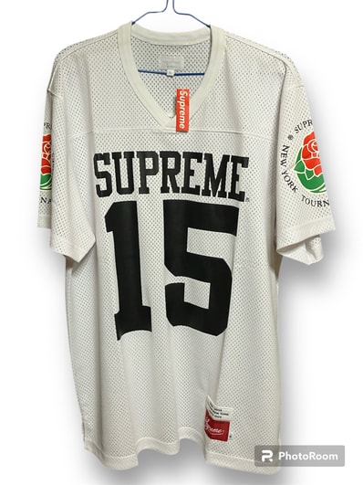 XL Supreme roses football top Jersey 白 ROSE BOWL white フットボール ジャージ ホワイト 新品未使用 タグ付き シュプリーム