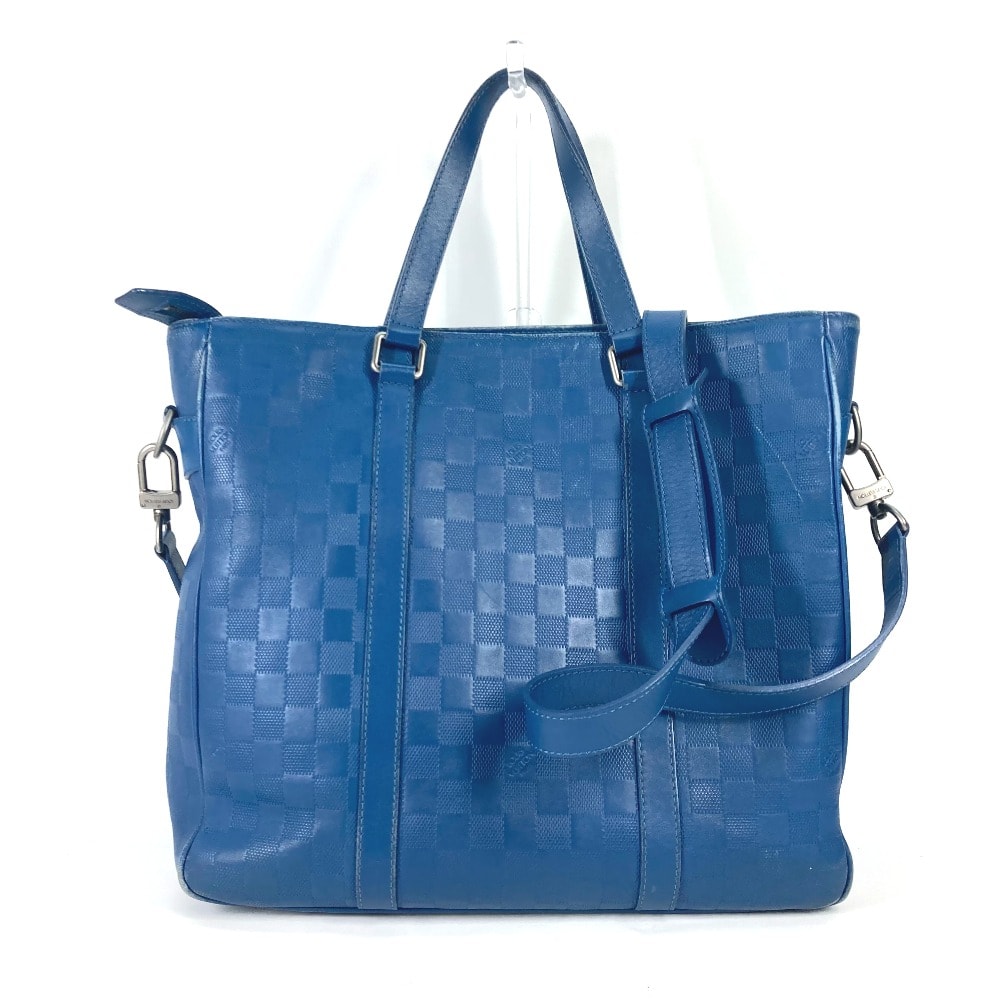 ルイヴィトン LOUIS VUITTON タダオPM N41352 ダミエアンフィニ 2WAY ショルダーバッグ 肩掛け トートバッグ ダミエアンフィニレザー ネプテューヌ ブルー
