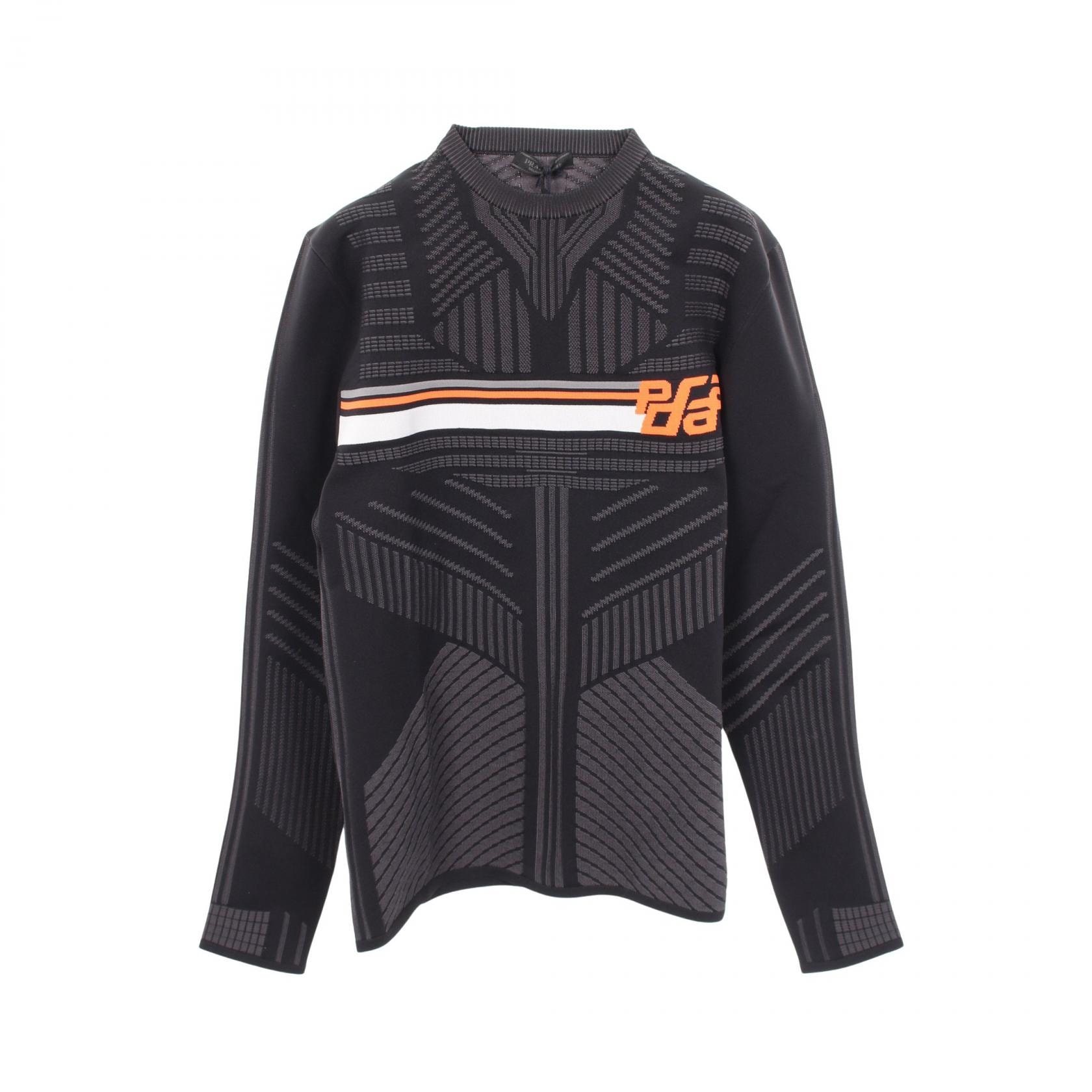 プラダ PRADA テクニカルニット スウェット 衣料品 トップス ポリエステル メンズ ブラック系 / オレンジ系 【中古】
