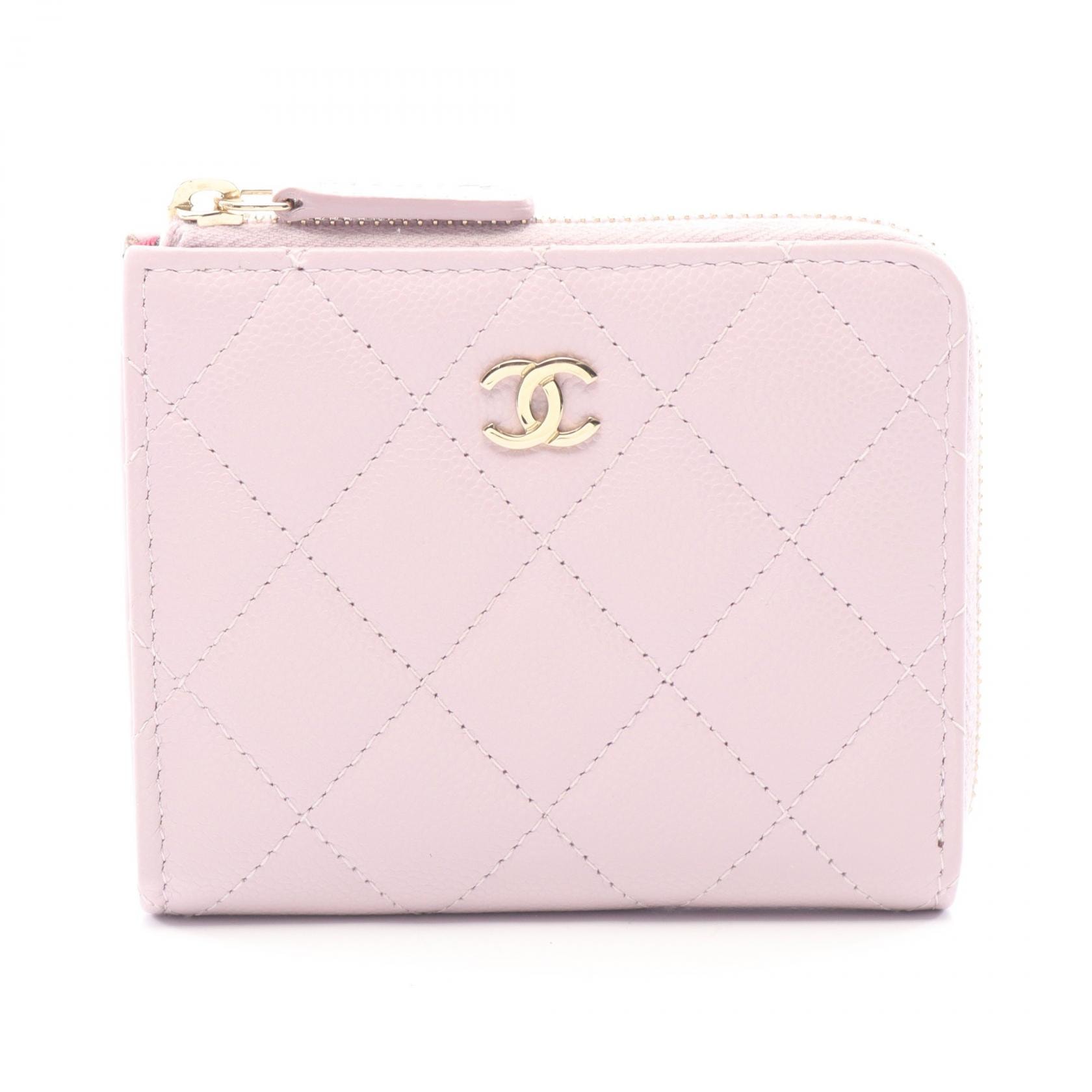 シャネル CHANEL マトラッセ ラウンド財布 財布 レザー グレインドカーフレザー レディース パープル系 【中古】