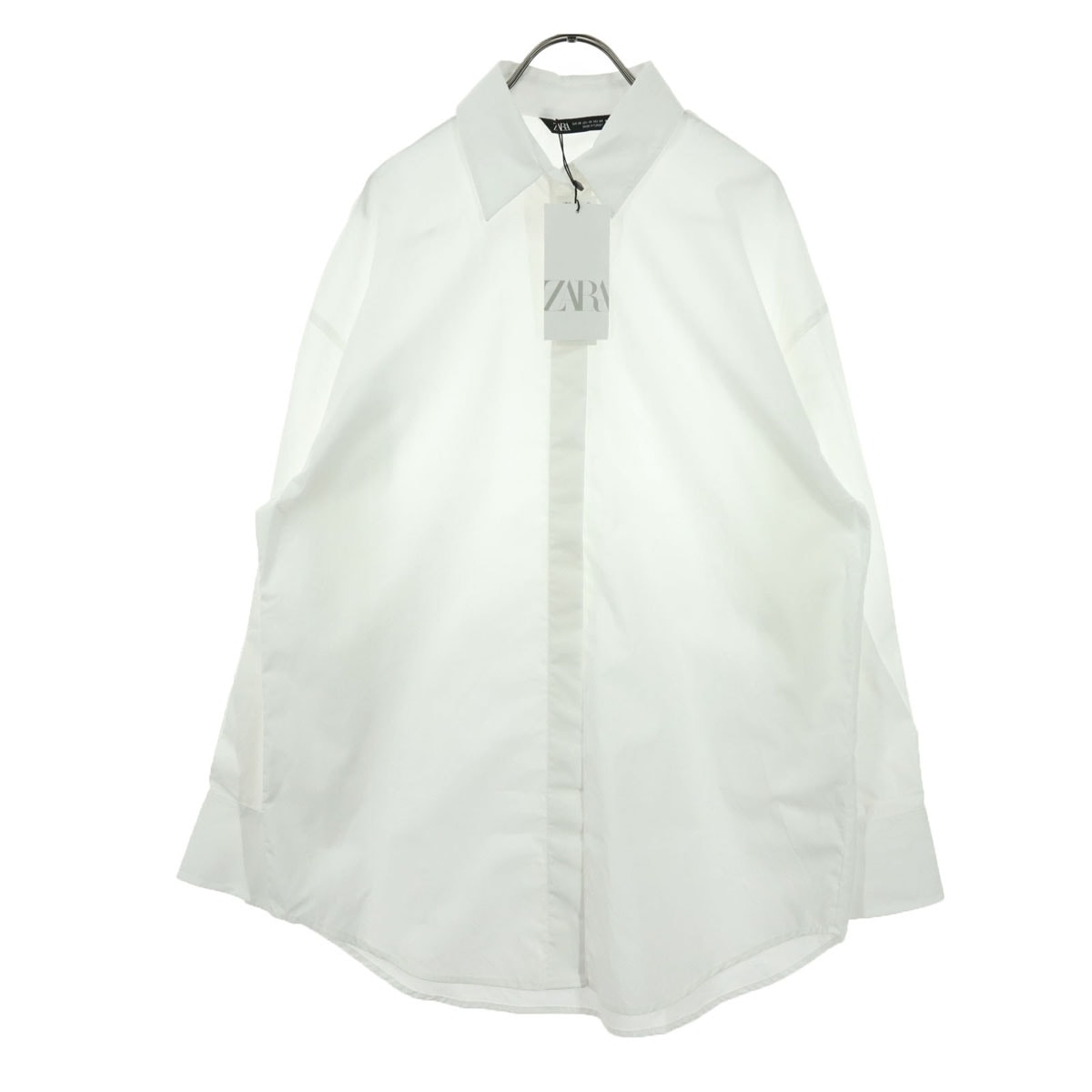 美品 ZARA ザラ 長袖 ワイドシルエット シャツ XS ホワイト