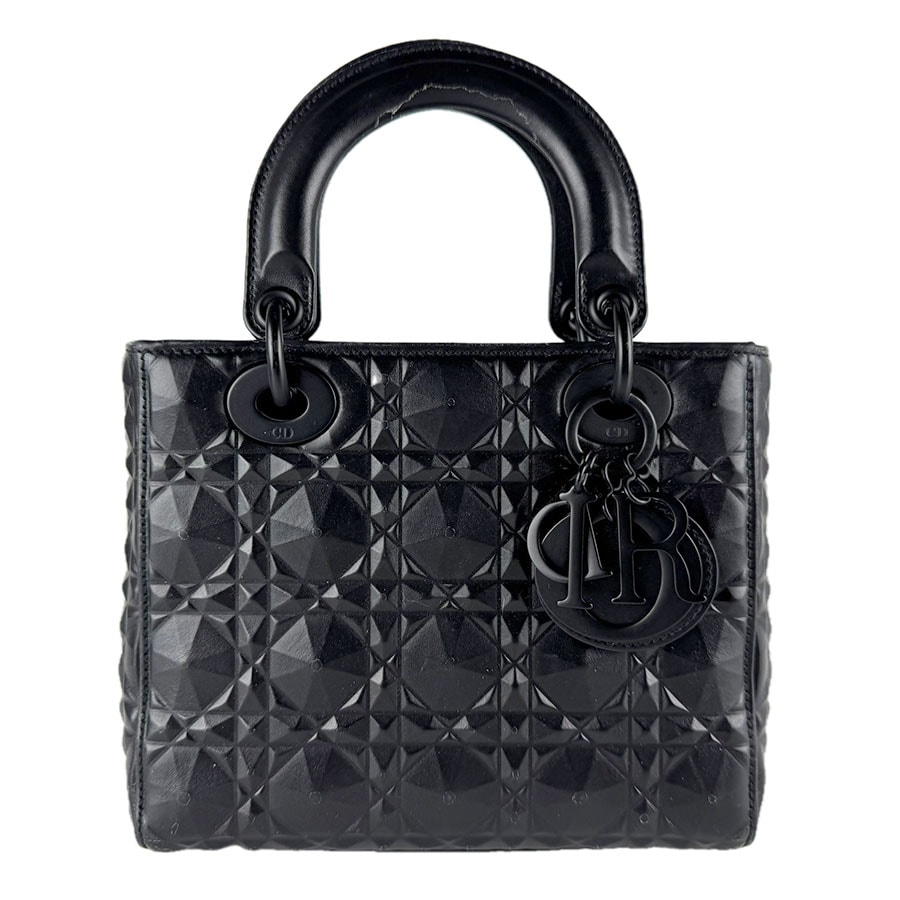 クリスチャンディオール Christian Dior ハンドバッグ ショルダーバッグ レディ ディオール レザー ブラック レディース【中古】 z9704