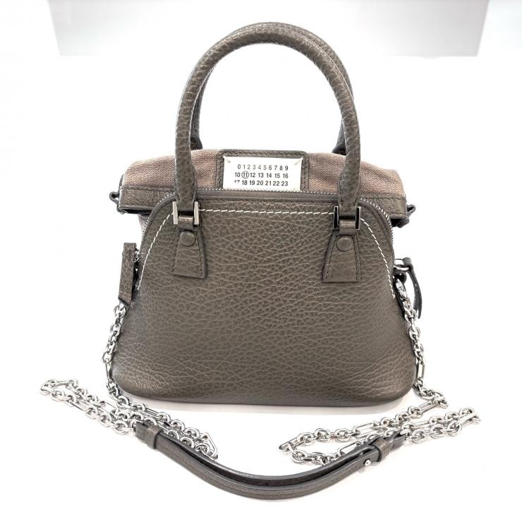 メゾン マルジェラ 5AC マイクロ ショルダーバッグ レザー グラファイト シルバー金具 Maison Margiela 正規品【鑑定済み】