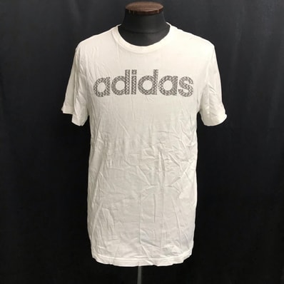 adidas【アディダス】半袖Tシャツ コットン メンズ【size:O/XL/白/white/ロゴプリント】Tops◆BJ105-a