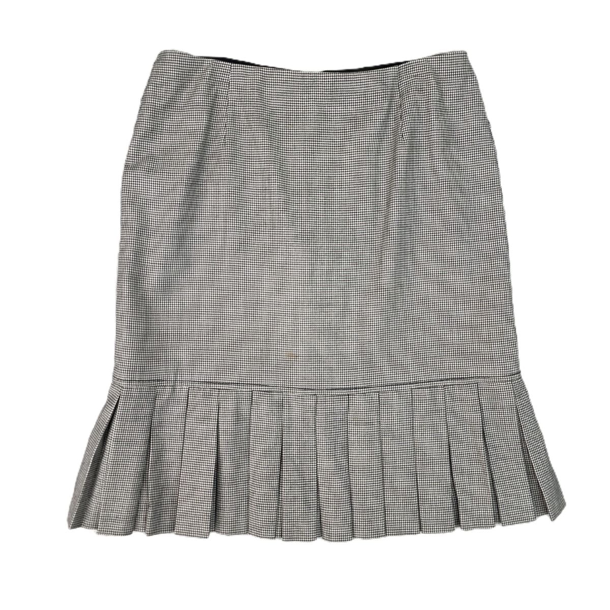 VALENTINO ヴァレンティノ 千鳥格子 チェック柄 カシミヤ混 プリーツ スカート ウール カシミヤ ブラック レディース【中古】