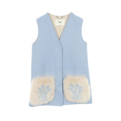 フェンディ FENDI ベスト 衣料品 トップス ウール フォックスファー レディース ブルー系 / ベージュ系 【中古】