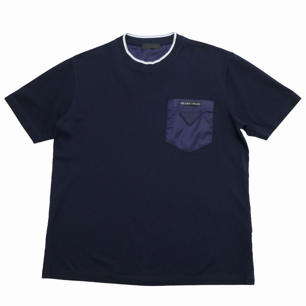 PRADA プラダ 半袖Tシャツ サイズL トライアングルロゴ 三角ロゴ 鹿の子 クルーネック ブランド古着【中古】20260408/RA8938