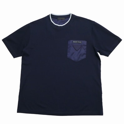 PRADA プラダ 半袖Tシャツ サイズL トライアングルロゴ 三角ロゴ 鹿の子 クルーネック ブランド古着【中古】20260408/RA8938